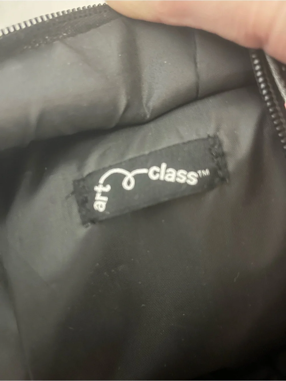 art class Black Mini Backpack Interior with White Logo